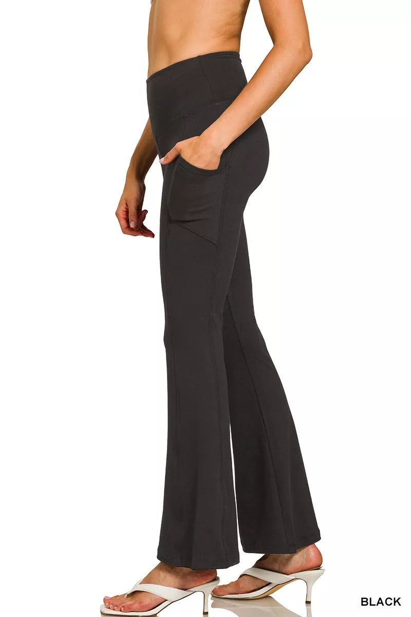 Zenana Brushed Dty Microfiber Flare Pants