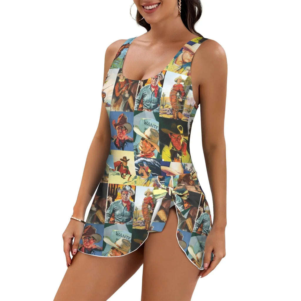 Baha Ranch Vintage Cowboy Skirted Swimsuit Baha Ranch Western Wear