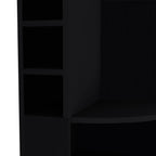 FM FURNITURE Clifton Corner Bar Cabinet, with 5 shelves,Cup Hanger and Eight Built-in Wine Rack, Black