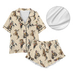 Baha Ranch Vintage Cowgirl Satin Ruffle Western Pajama Set Baha Ranch Western Wear