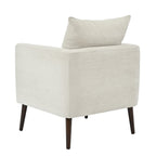 Modern Chenille Accent Chair, Upholstered Armchair for Living Room, Mid Century Fabric Lounge Chair w/Pillow, Comfortable Reading Chair with Wood Legs for Living Room, Bedroom, Reception Room (Beige)