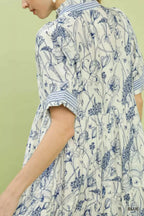 Umgee Floral Tiered Midi Dress with Ruffle Trim