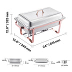 8 Qt 2 Pack Rectangle Chafing Dish Buffet Set Full Size Pan Stainless Steel