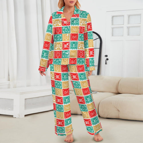 Baha Ranch Colores De Mexico Picado Womens Satin Pajamas Baha Ranch Western Wear