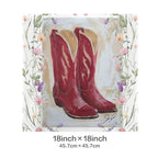 Baha Ranch Red Boots Velvety Soft Throw Pillow Case Made in America Baha Ranch Western Wear