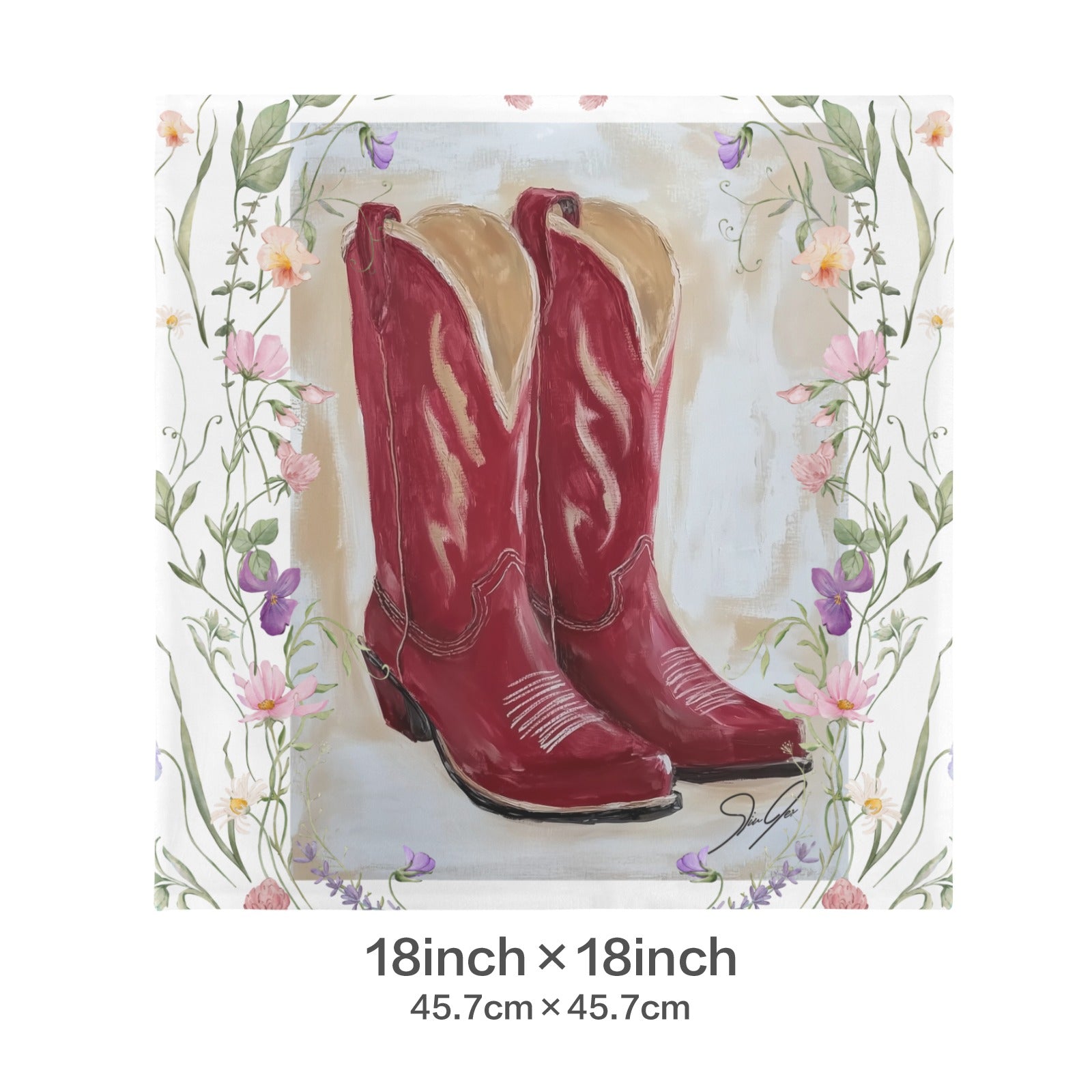 Baha Ranch Red Boots Velvety Soft Throw Pillow Case Made in America Baha Ranch Western Wear