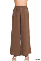 Zenana Woven Airflow Elastic Waistband Pants