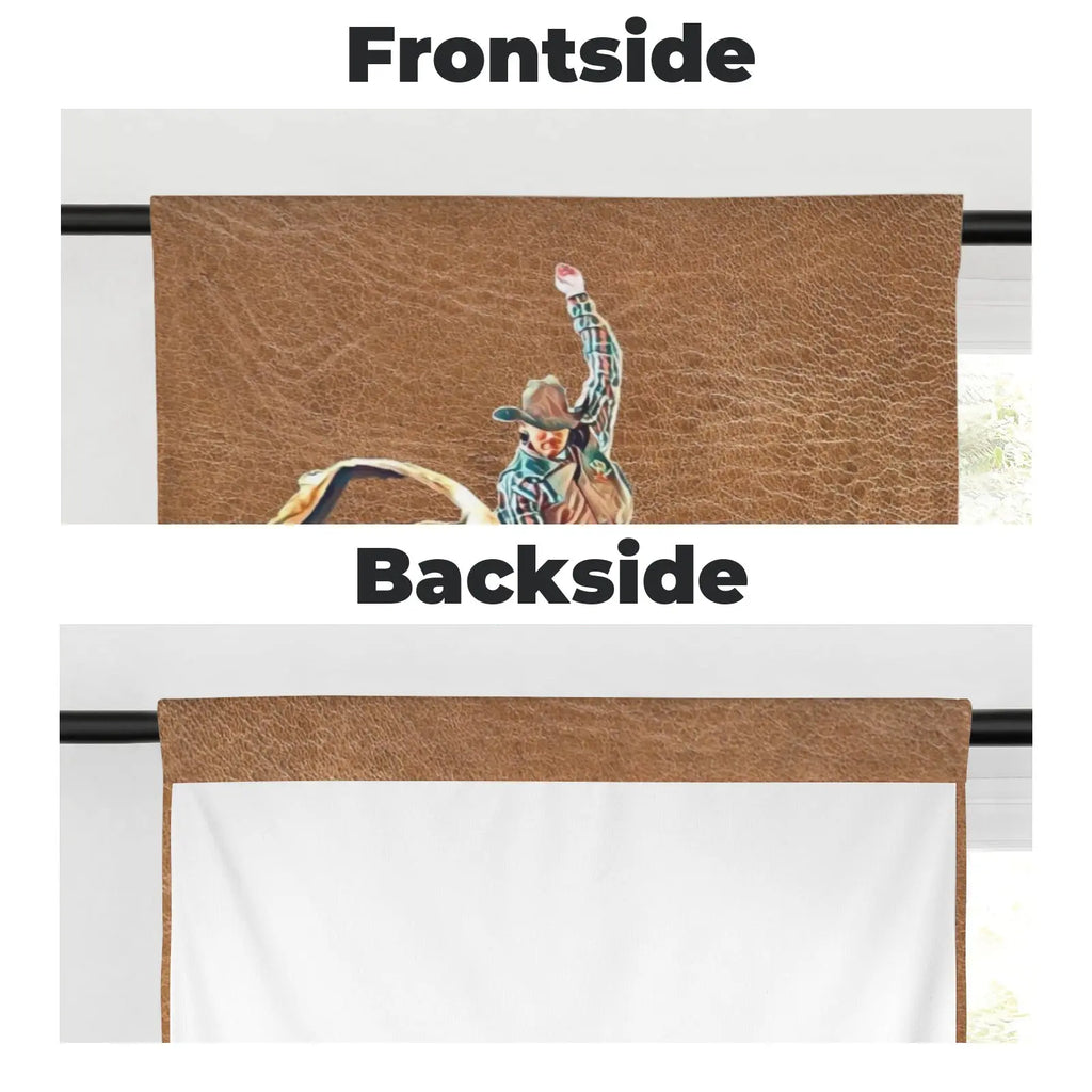 Rodeo Bullrider Window Curtains 28"x40" (2-Piece) Made in America Baha Ranch Western Wear