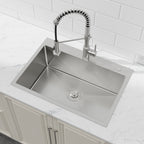 Stainless Steel Kitchen Sink, 27″x19″ Single Bowl, Overmount Handmade Sink in Dark Gray, with US Standard Drain and Hook
