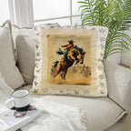 Baha Ranch Vintage Rodeo Stamp Throw Pillow Made in America Baha Ranch Western Wear