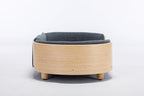 Scandinavian style Elevated Dog Bed Pet Sofa With Solid Wood legs and Bent Wood Back, Velvet Cushion,Mid Size,Dark Grey