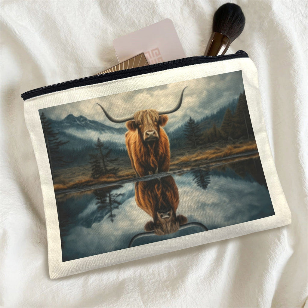 Baha Ranch Reflection Highland Cow Cosmetic Bag Made in America Baha Ranch Western Wear