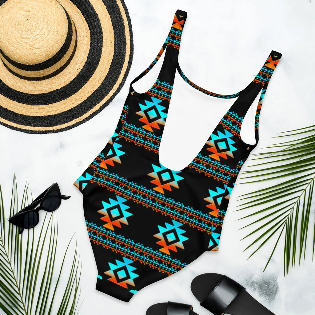 Yeehaw Black Aztec One-Piece Swimsuit Baha Ranch Western Wear