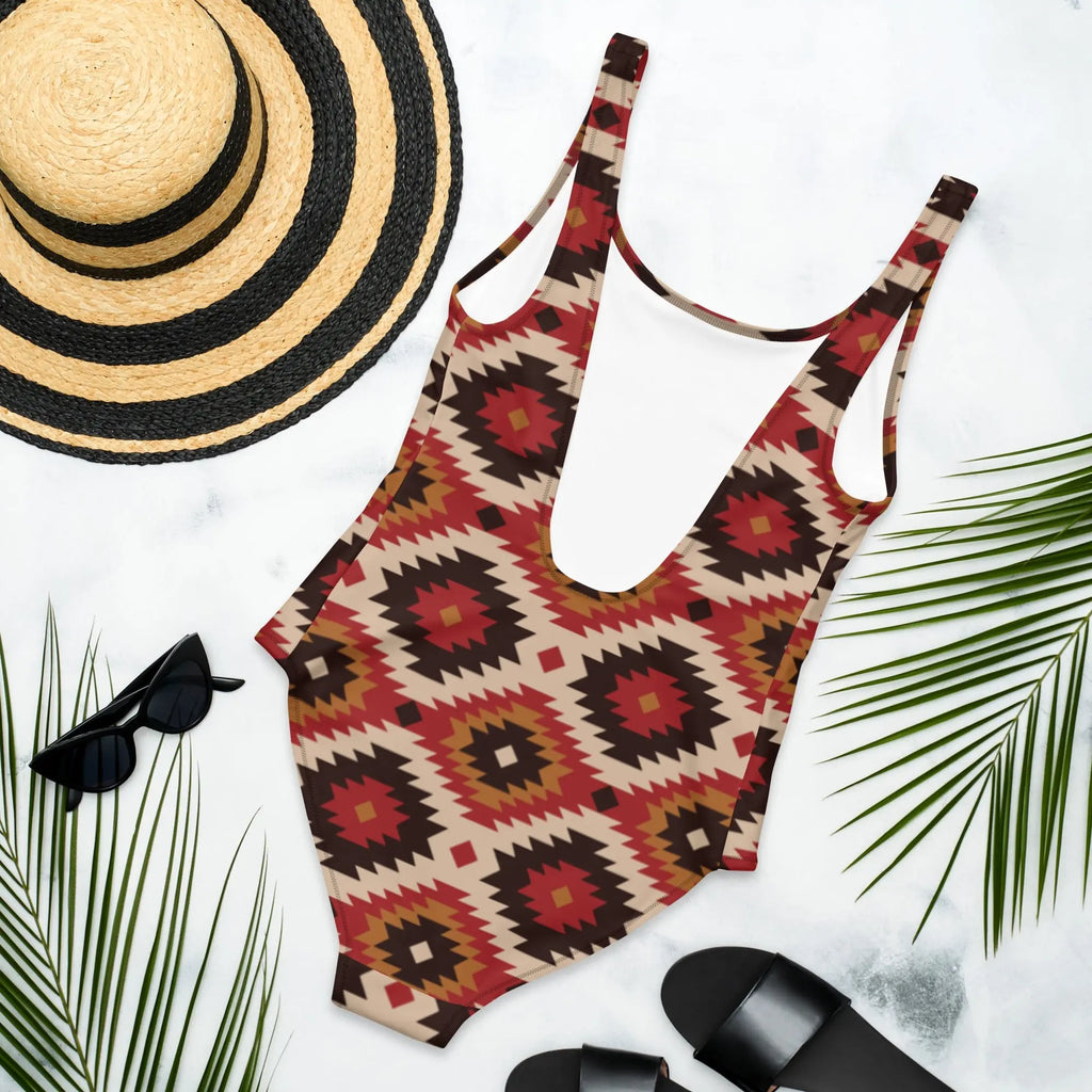 Baha Ranch Yeehaw Rust Aztec One-Piece Swimsuit Baha Ranch Western Wear