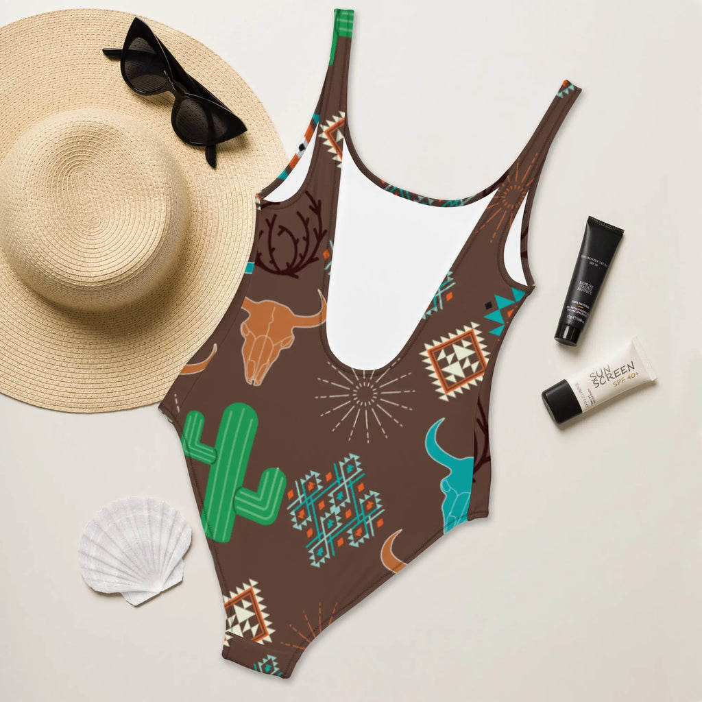 Baha Ranch Yeehaw Bullhead Cactus One-Piece Swimsuit Baha Ranch Western Wear