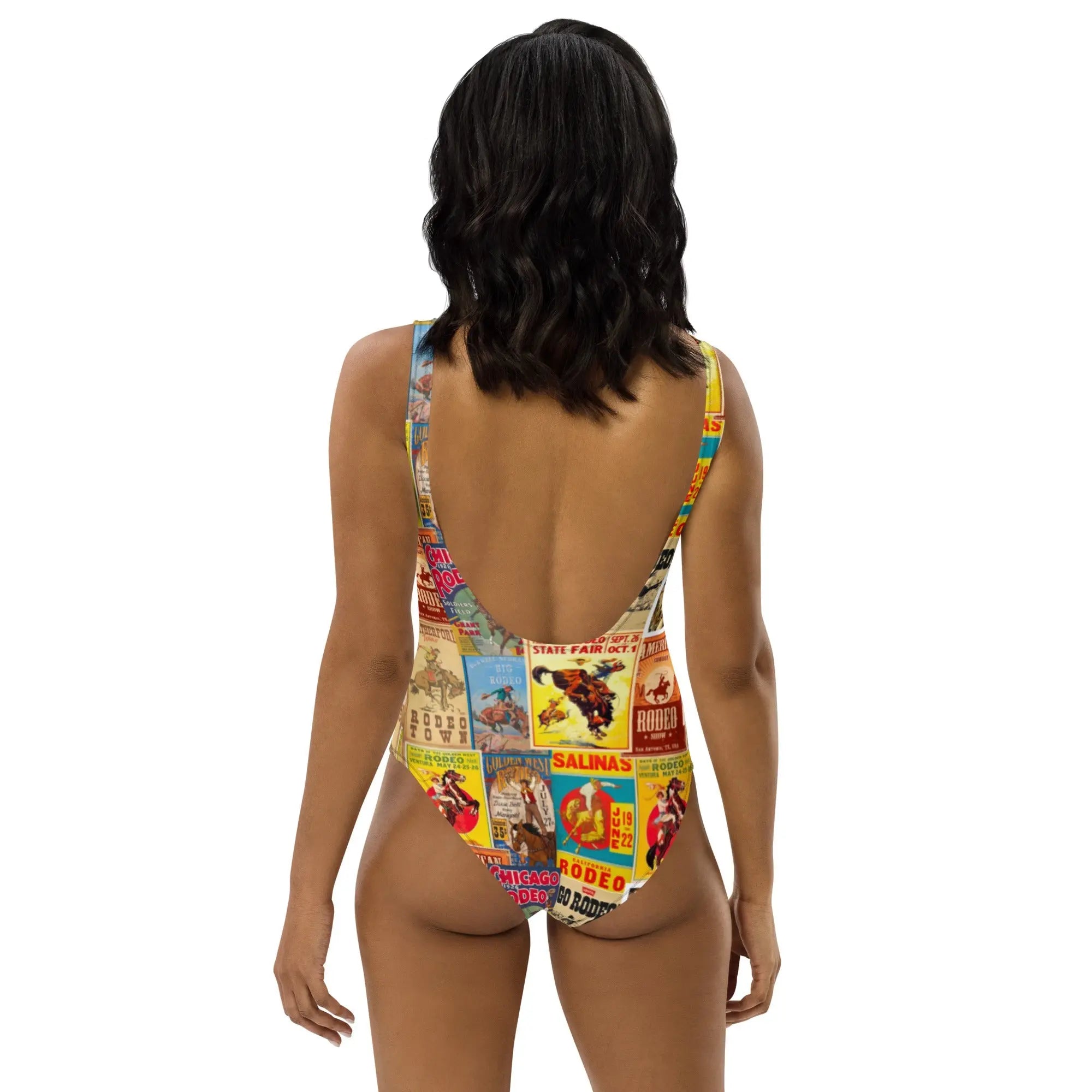 Baha Ranch Yeehaw Vintage Rodeo Poster One-Piece Swimsuit Baha Ranch Western Wear