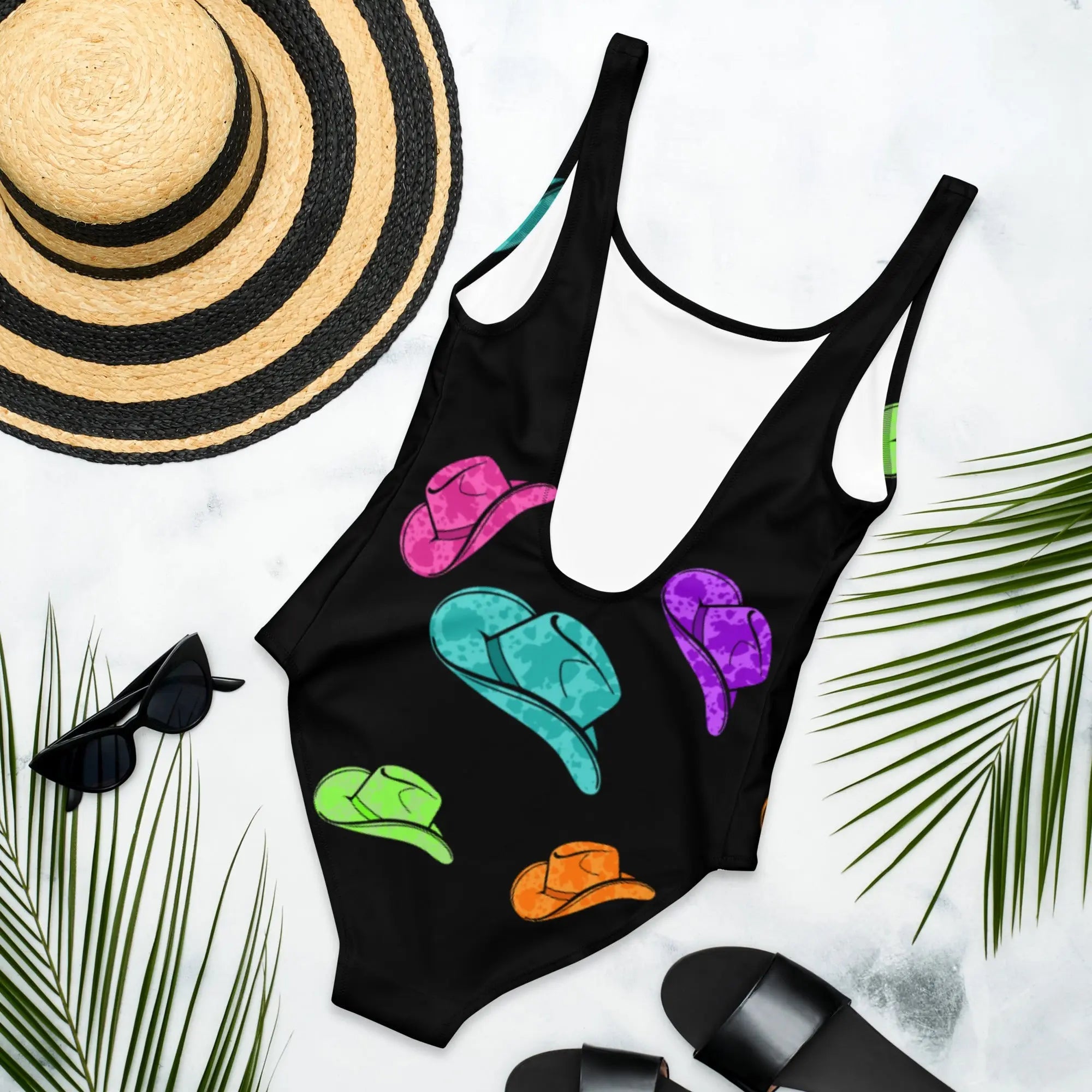 Baha Ranch Yeehaw All Neon Hat One-Piece Swimsuit Baha Ranch Western Wear