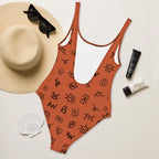 Baha Ranch Yeehaw Brown Cattle Brands One-Piece Swimsuit Baha Ranch Western Wear