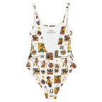 Baha Ranch Yeehaw Vintage Cowgirl Collage White One-Piece Swimsuit Baha Ranch Western Wear