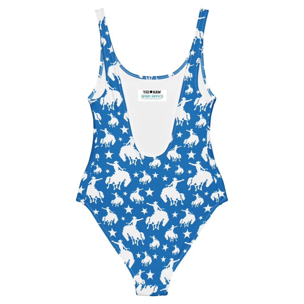 Baha Ranch Yeehaw Blue Rodeo Cowboy One-Piece Swimsuit Baha Ranch Western Wear