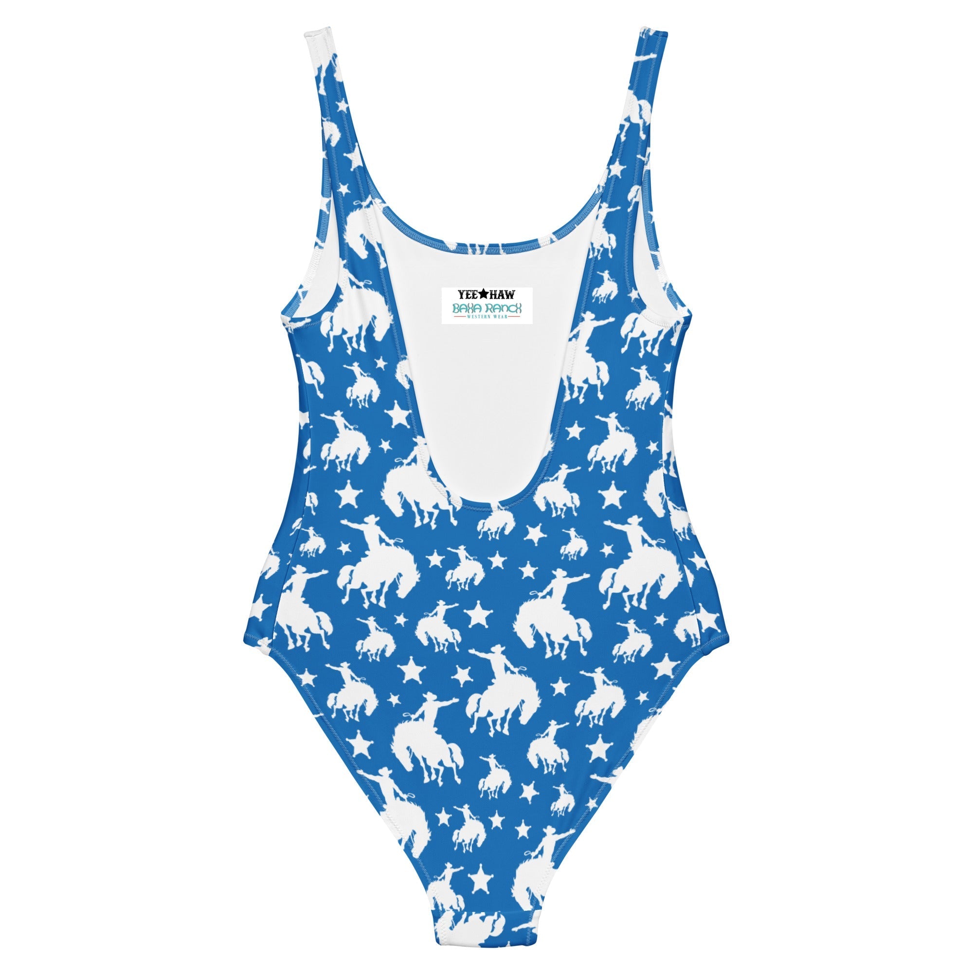 Baha Ranch Yeehaw Blue Rodeo Cowboy One-Piece Swimsuit Baha Ranch Western Wear