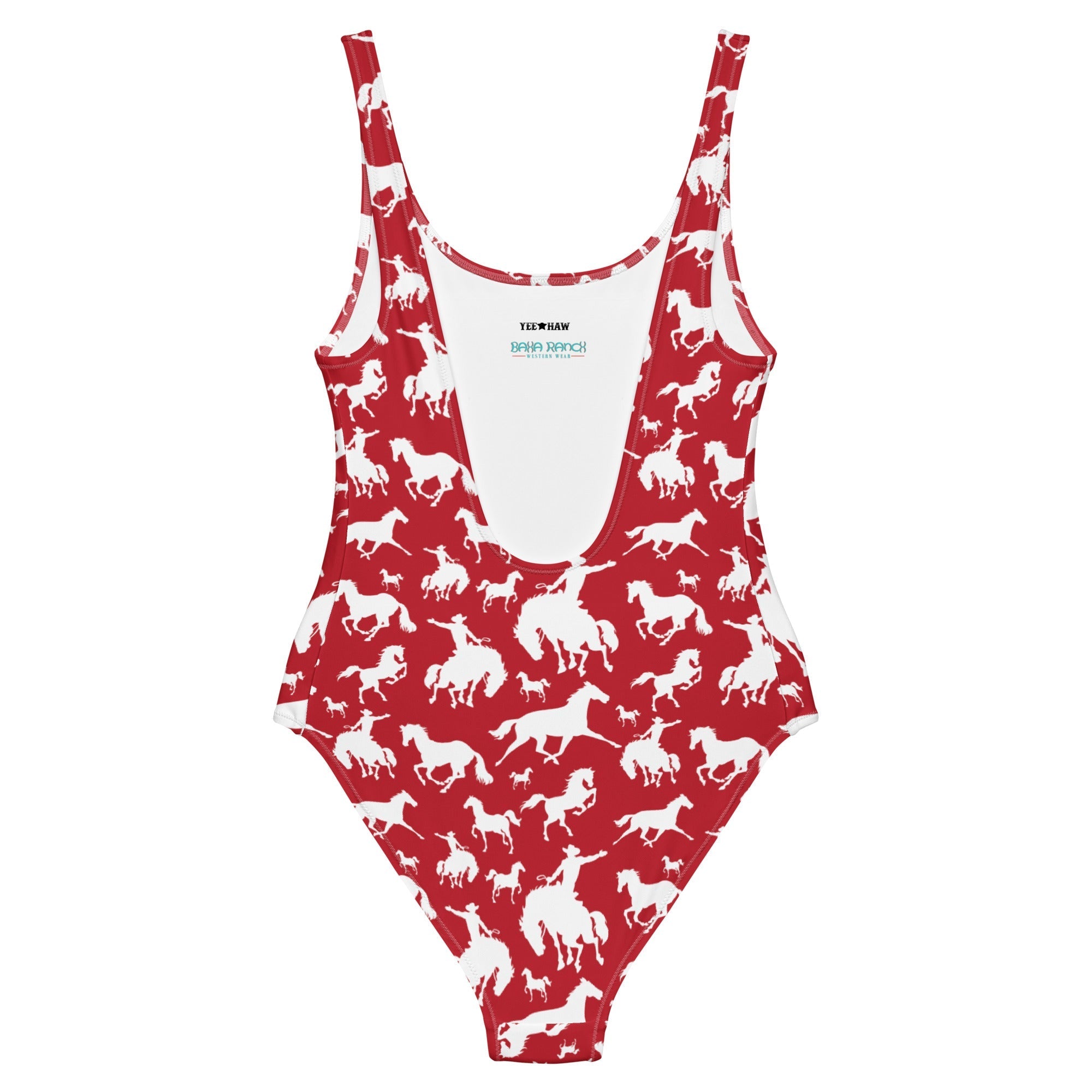 Baha Ranch Yeehaw Red Rodeo Cowboy One-Piece Swimsuit Baha Ranch Western Wear
