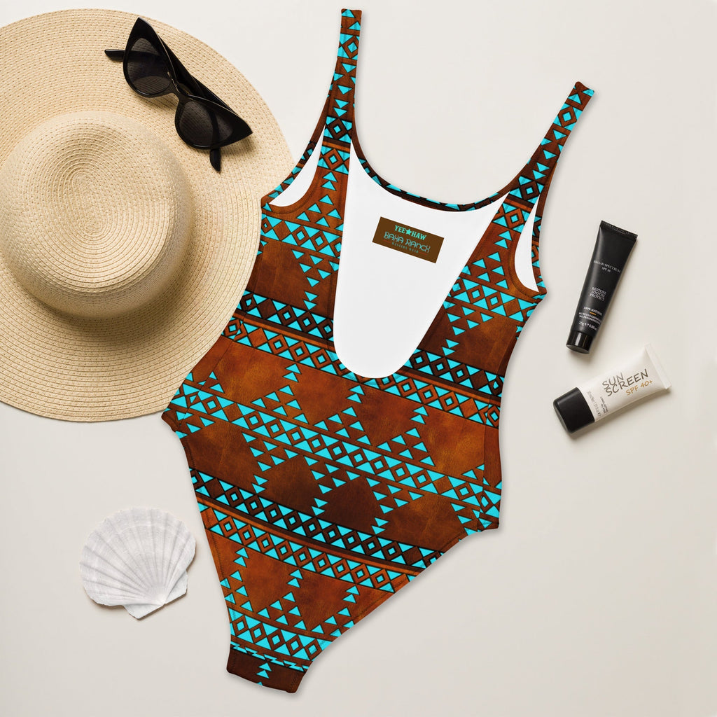 Baha Ranch Yeehaw Turquoise Aztec One-Piece Swimsuit Baha Ranch Western Wear