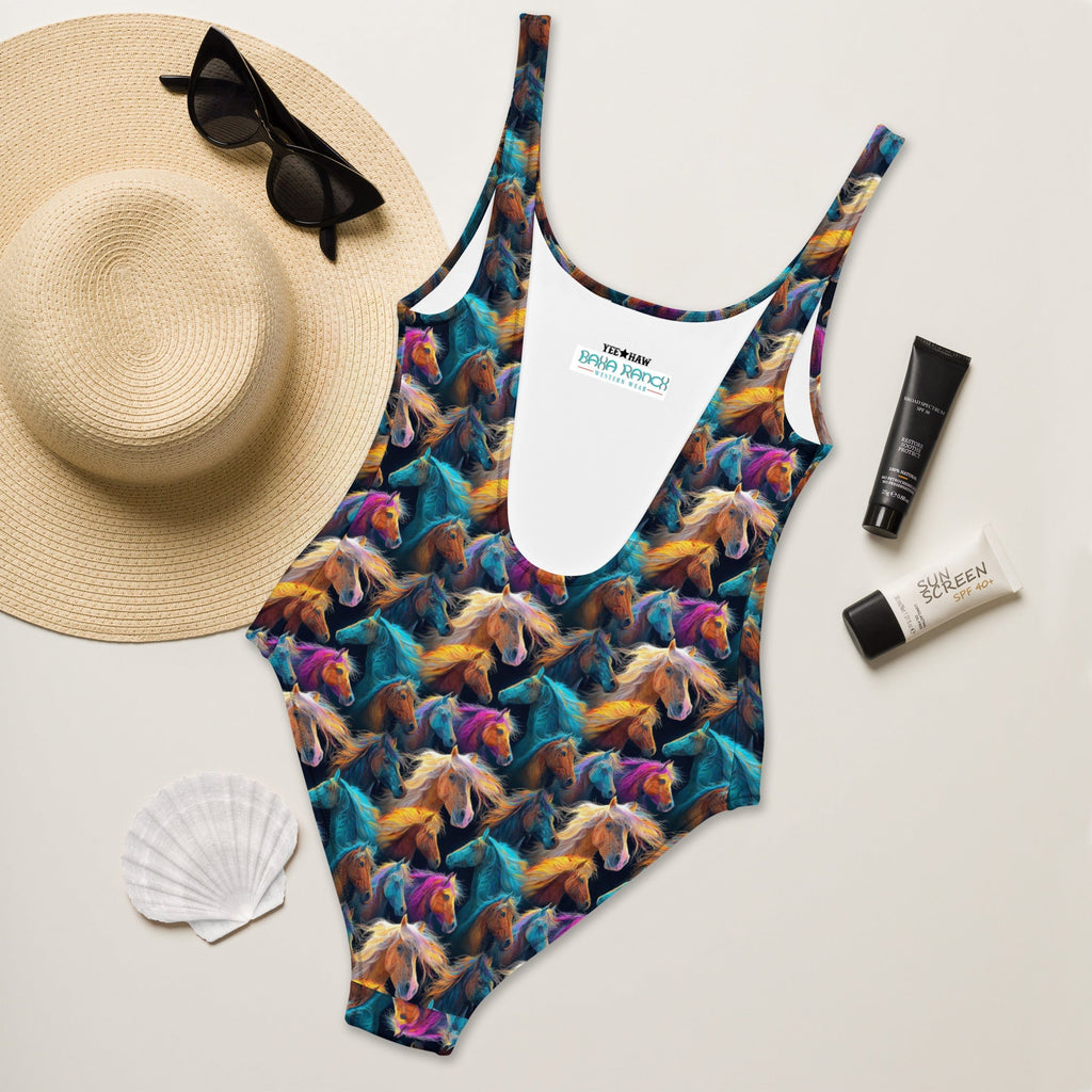 Baha Ranch Yeehaw Wild Horses One-Piece Swimsuit Baha Ranch Western Wear