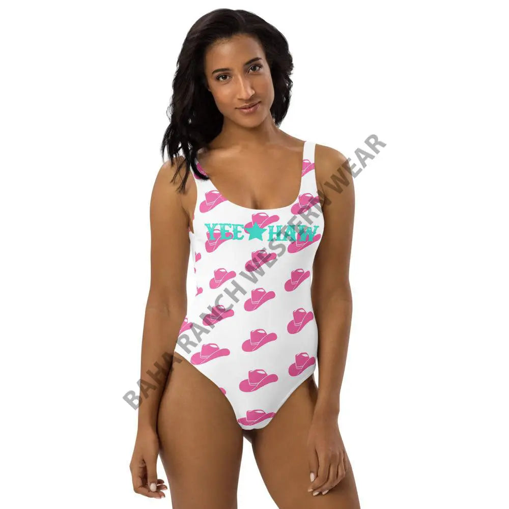 Yeehaw Pink Hat Yeehaw Swim Suit Baha Ranch Western Wear