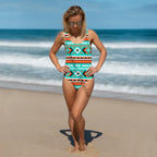Baha Ranch Yeehaw Turquoise Orange Aztec One-Piece Swimsuit Baha Ranch Western Wear