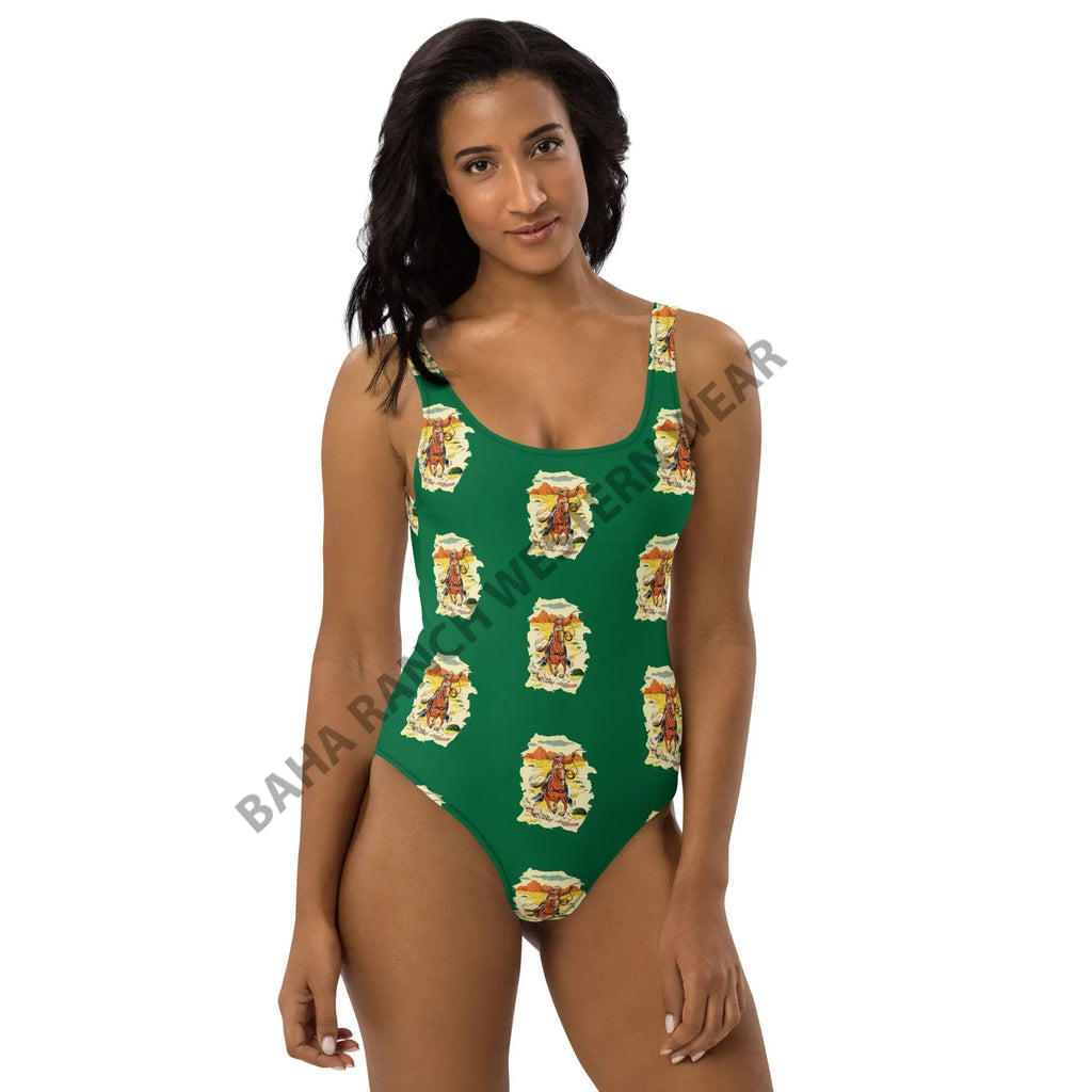 Yeehaw Ride 'Em Cowboy One Piece Swim Suit Baha Ranch Western Wear