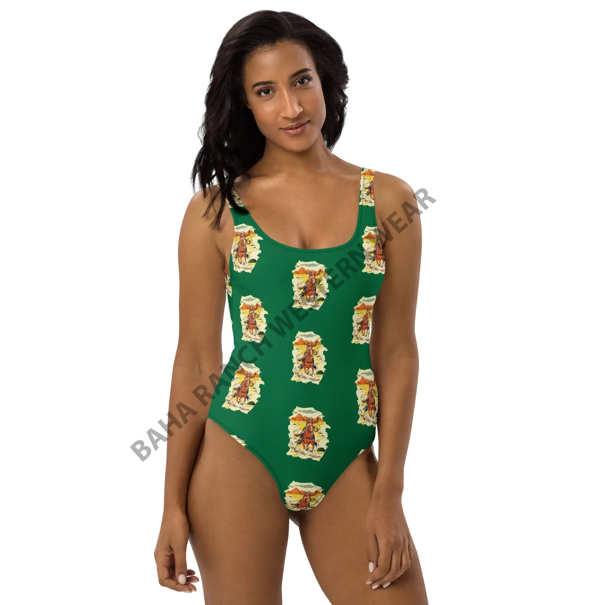 Yeehaw Ride 'Em Cowboy One Piece Swim Suit Baha Ranch Western Wear