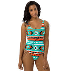 Baha Ranch Yeehaw Turquoise Orange Aztec One-Piece Swimsuit Baha Ranch Western Wear
