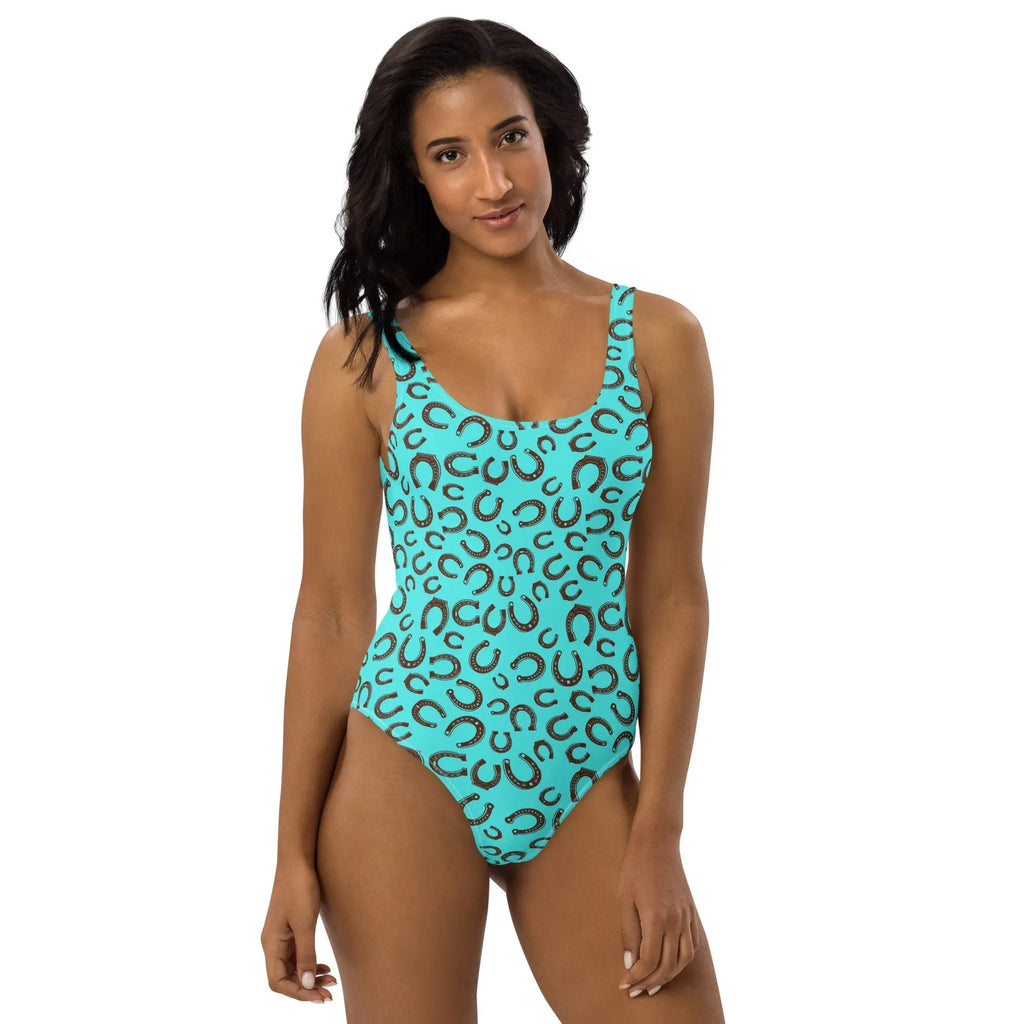 Baha Ranch Yeehaw Turquoise Horseshoe One-Piece Swimsuit Baha Ranch Western Wear