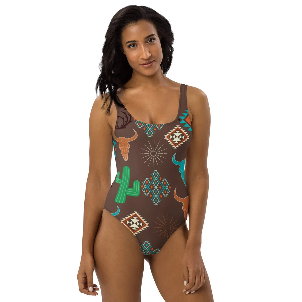 Baha Ranch Yeehaw Bullhead Cactus One-Piece Swimsuit Baha Ranch Western Wear