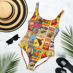 Baha Ranch Yeehaw Vintage Rodeo Poster One-Piece Swimsuit Baha Ranch Western Wear