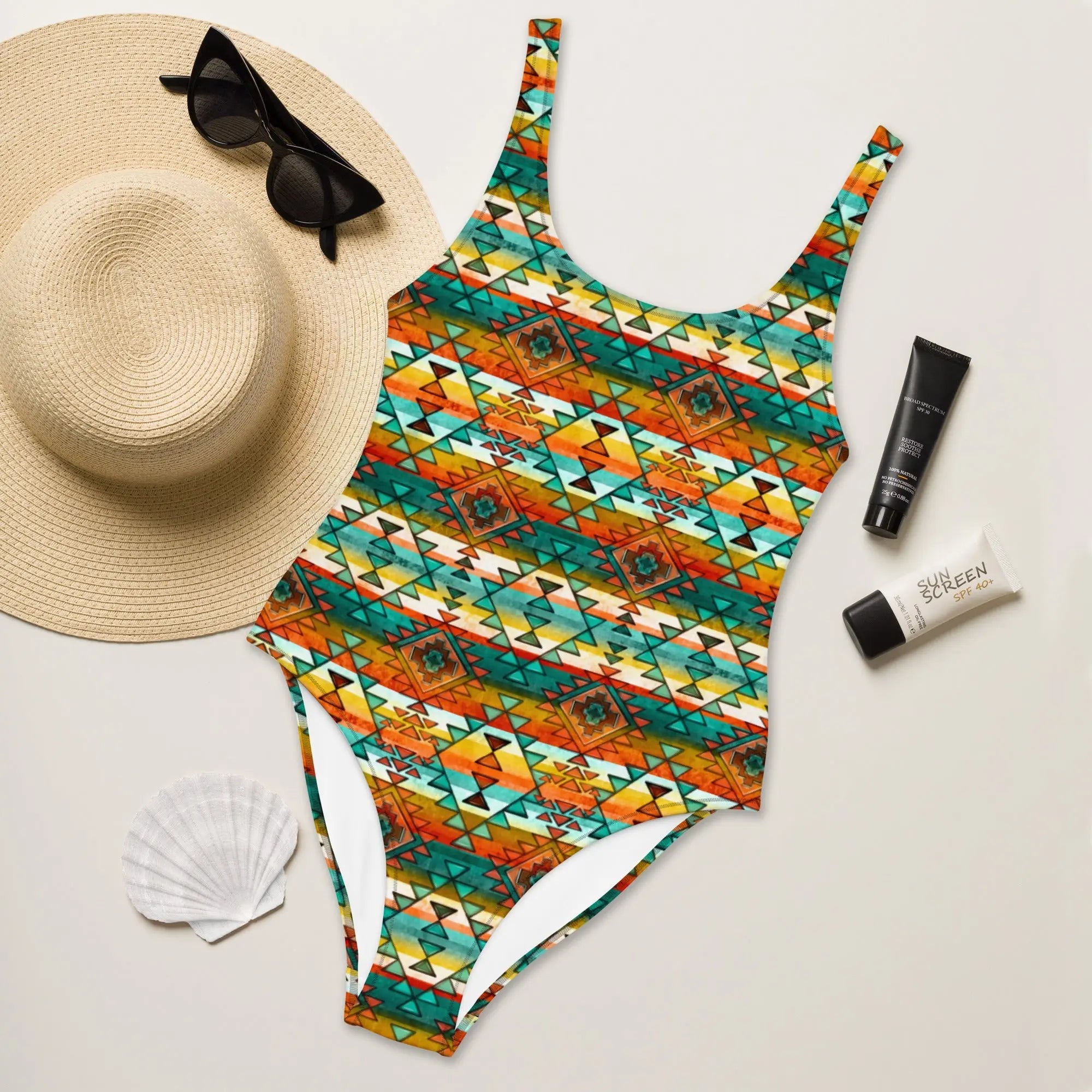 Baha Ranch Mustard Aztec One-Piece Swimsuit Baha Ranch Western Wear