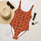 Baha Ranch Yeehaw Brown Cattle Brands One-Piece Swimsuit Baha Ranch Western Wear