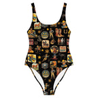 Baha Ranch Yeehaw Vintage Cowboy Collage Western One-Piece Swimsuit Baha Ranch Western Wear