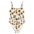 Baha Ranch Yeehaw Vintage Cowgirl Collage White One-Piece Swimsuit Baha Ranch Western Wear