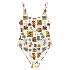 Baha Ranch Yeehaw Vintage Cowgirl Collage White One-Piece Swimsuit Baha Ranch Western Wear