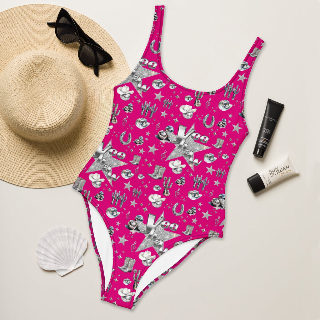 Baha Ranch Yeehaw Rhinestone Cowgirl Magenta One-Piece Swimsuit Baha Ranch Western Wear