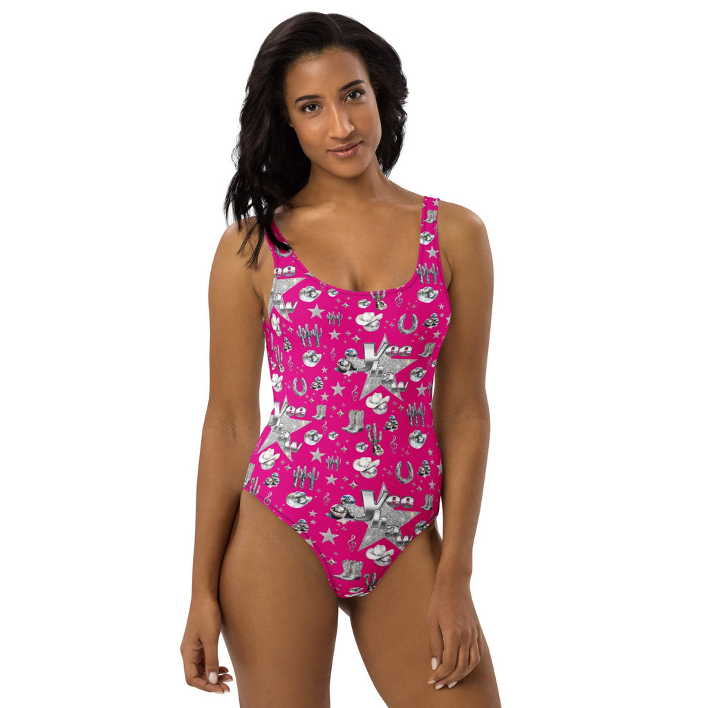 Baha Ranch Yeehaw Rhinestone Cowgirl Magenta One-Piece Swimsuit Baha Ranch Western Wear
