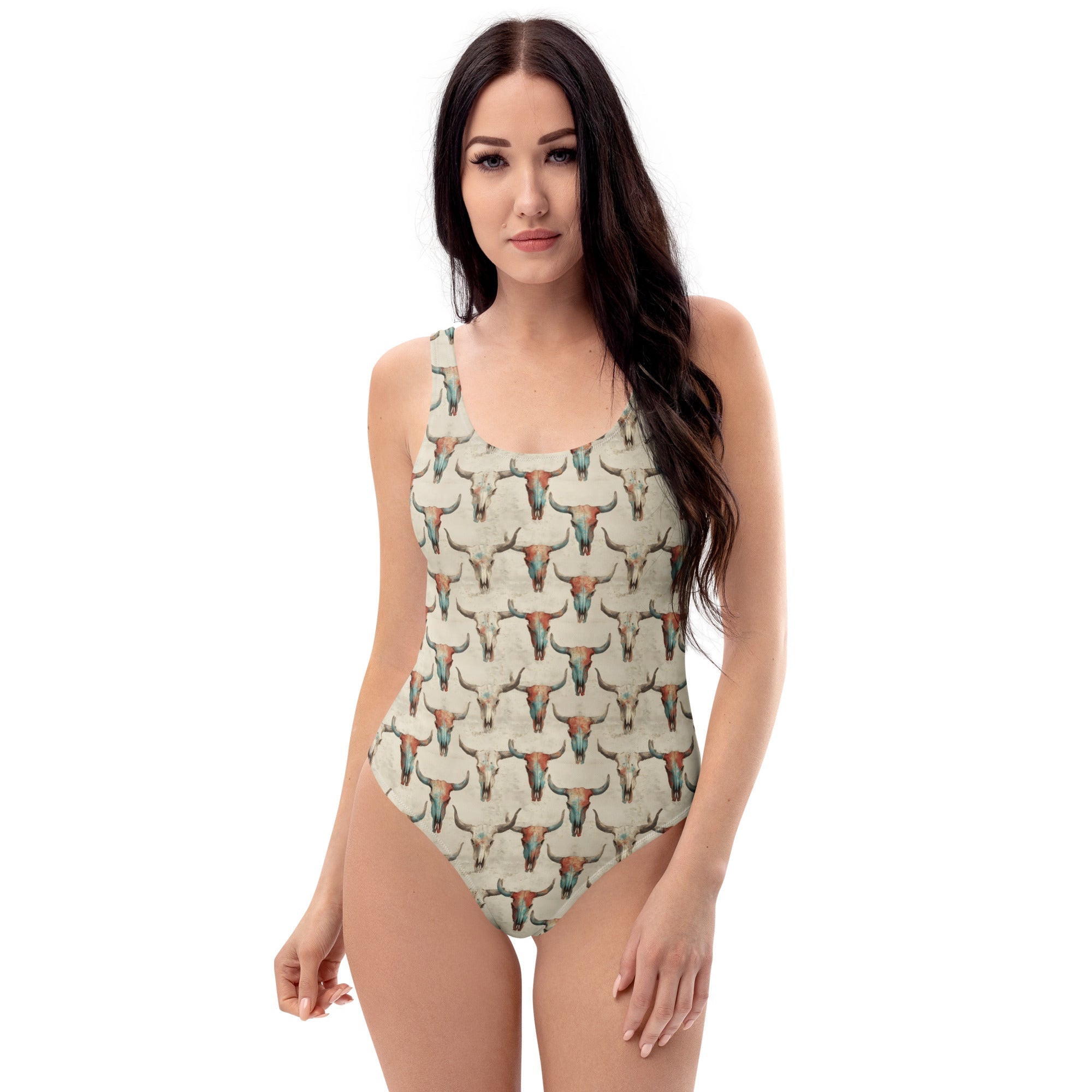 Baha Ranch Yeehaw Bullhead Skulls One-Piece Swimsuit Baha Ranch Western Wear