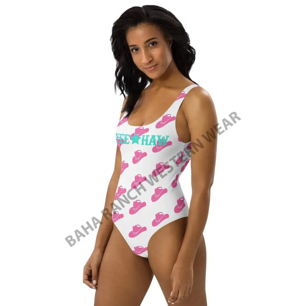 Yeehaw Pink Hat Yeehaw Swim Suit Baha Ranch Western Wear