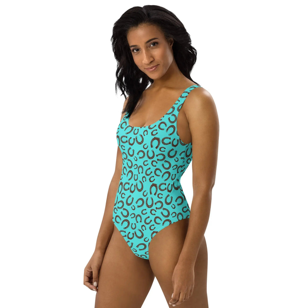 Baha Ranch Yeehaw Turquoise Horseshoe One-Piece Swimsuit Baha Ranch Western Wear