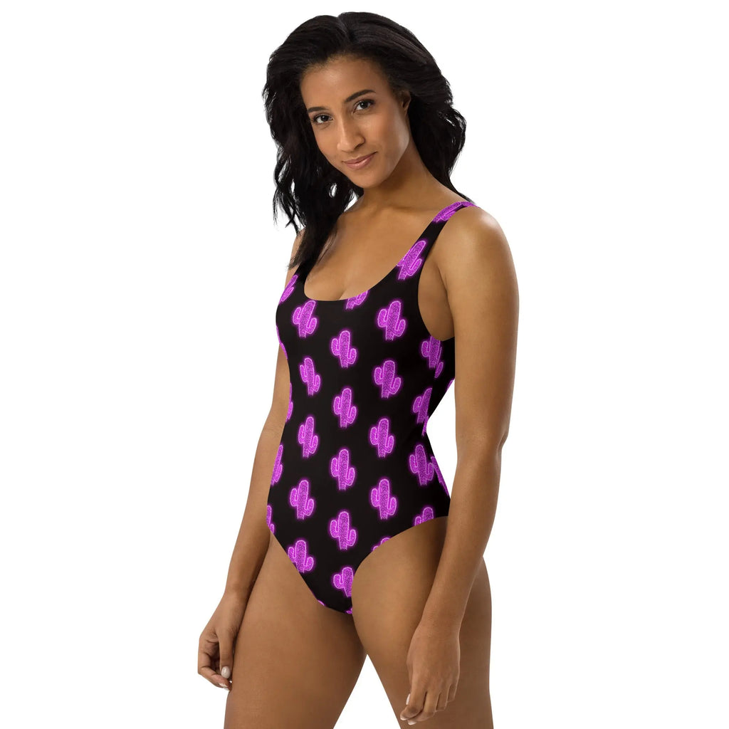Baha Ranch Yeehaw Purple Neon Cactus One-Piece Swimsuit Baha Ranch Western Wear