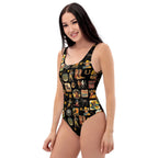 Baha Ranch Yeehaw Vintage Cowboy Collage Western One-Piece Swimsuit Baha Ranch Western Wear