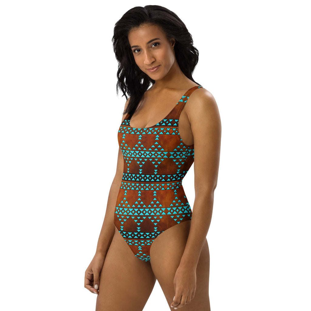 Baha Ranch Yeehaw Turquoise Aztec One-Piece Swimsuit Baha Ranch Western Wear