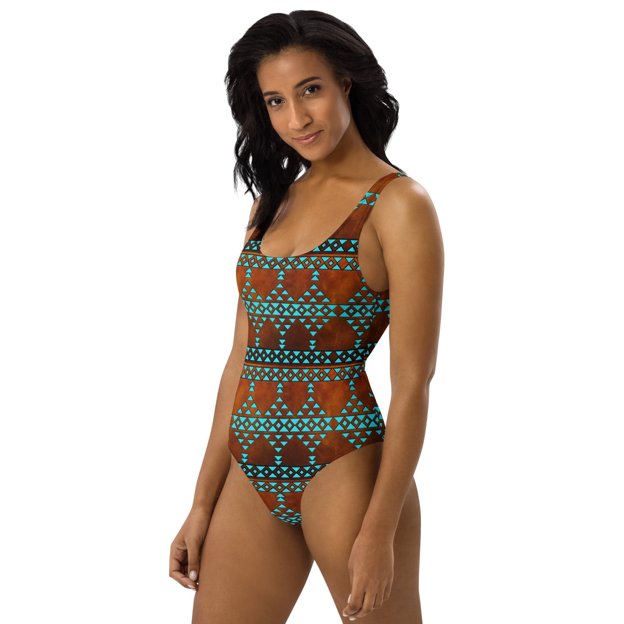 Baha Ranch Yeehaw Turquoise Aztec One-Piece Swimsuit Baha Ranch Western Wear